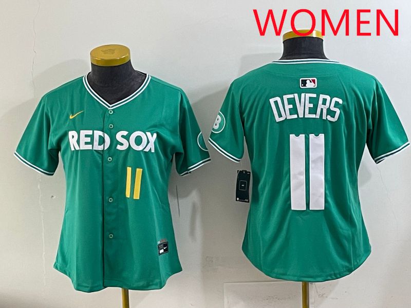 Women 2025 Boston Red Sox #11 Devers Dark Green Joint Name Nike MLB Jersey style 5->women mlb jersey->Women Jersey